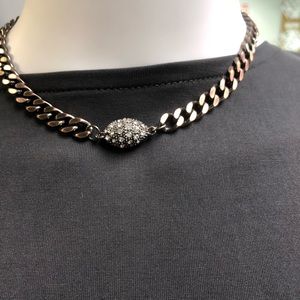 Brass and rhinestone choker necklace